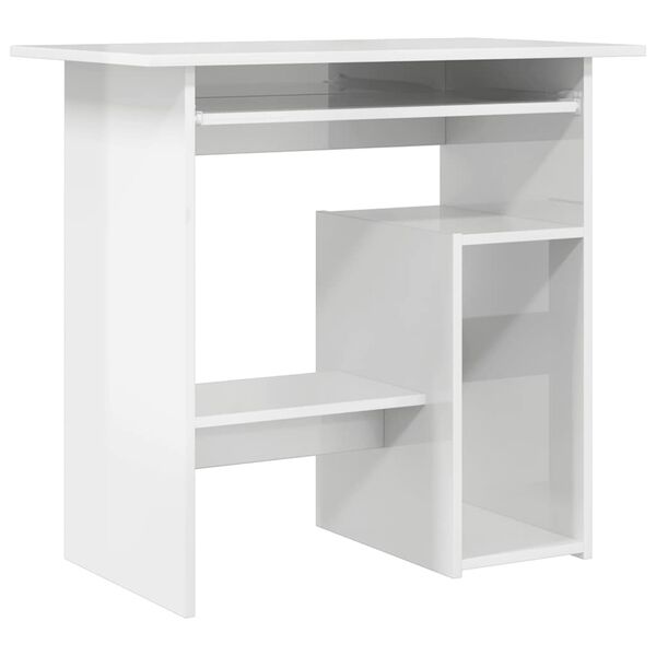 vidaXL Schreibtisch Hochglanz-Wei&szlig; 80x45x74 cm Holzwerkstoff