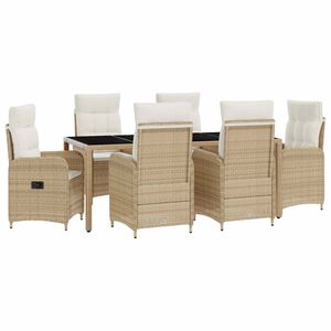 vidaXL Outdoortisch-Set 7 stk. Beige und Cremewei&szlig; Poly-Rattan