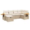 vidaXL 6-tlg. Garten-Sofagarnitur mit Kissen Beige Poly Rattan
