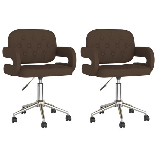 vidaXL Esszimmerst&uuml;hle 2 Stk. Drehbar Braun Kunstleder