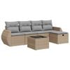 vidaXL 6-tlg. Garten-Sofagarnitur mit Kissen Beige Poly Rattan