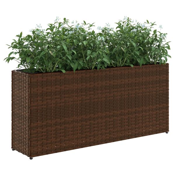 vidaXL Pflanzk&uuml;bel mit 2 T&ouml;pfen 2 Stk. Braun 90x20x40 cm Poly Rattan