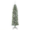 vidaXL K&uuml;nstlicher schlanker Weihnachtsbaum Gr&uuml;n und Wei&szlig; 180 cm