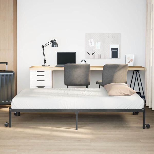 vidaXL Bettgestell ohne Matratze Klappbar Schwarz 107x203 cm Stahl