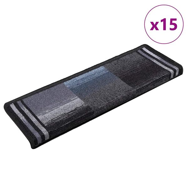 vidaXL Treppenmatten Selbstklebend 15 Stk. 65x21x4 cm Schwarz und Grau