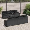 vidaXL Sofa Set mit Kissen mit Speicher 7 pcs Schwarz Poly-Rattan