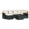 vidaXL 7-tlg. Garten-Sofagarnitur mit Kissen Schwarz Poly Rattan