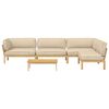 vidaXL Sofa Set mit Kissen Uni 5 pcs Beige Massivholz Akazie