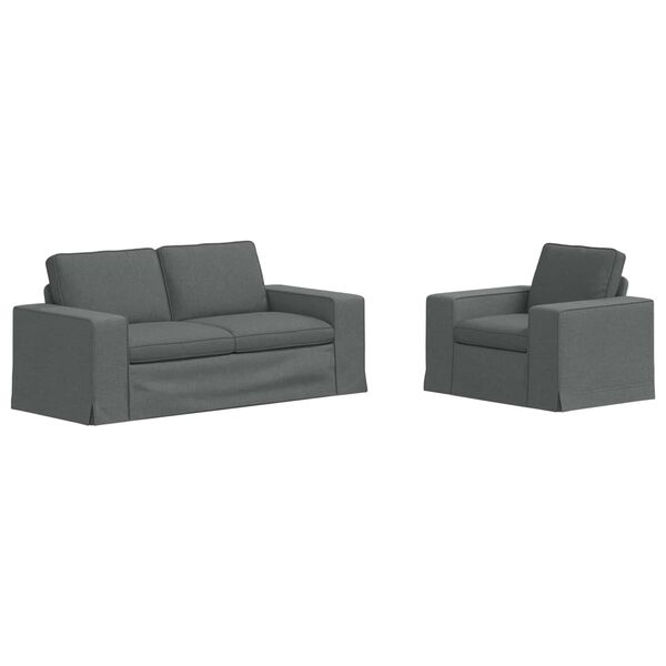 vidaXL Sofa 2 pcs Dunkelgrau