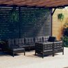 vidaXL 9-tlg. Garten-Lounge-Set mit Kissen Schwarz Kiefer Massivholz
