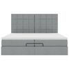 vidaXL Ottoman-Bett mit Matratzen & LEDs Hellgrau 200x200 cm Stoff