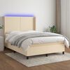 vidaXL Boxspringbett mit Matratze & LED Creme 140x190 cm Stoff