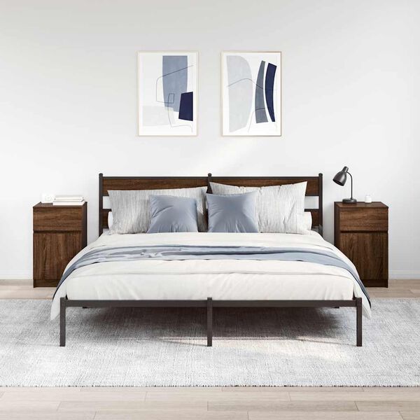 vidaXL Nachttische 2 Stk. Braun Eichen-Optik 39x35x65 cm Holzwerkstoff