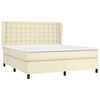 vidaXL Boxspringbett mit Matratze Creme 180x200 cm Kunstleder