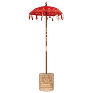 vidaXL Balinesischer Sonnenschirm mit Sockel Rot 95 x 95 x 260 cm
