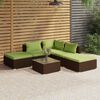 vidaXL 6-tlg. Garten-Lounge-Set mit Auflagen Poly Rattan Braun