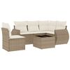 vidaXL 6-tlg. Garten-Sofagarnitur mit Kissen Beige Poly Rattan