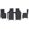 vidaXL Garten Essgruppe mit Kissen 7 pcs Schwarz Poly-Rattan