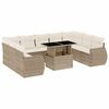 vidaXL 10-tlg. Garten-Sofagarnitur mit Kissen Beige Poly Rattan