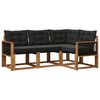vidaXL Outdoor-Sofagarnitur mit Kissen 4 pcs Nat&uuml;rlich und Schwarz