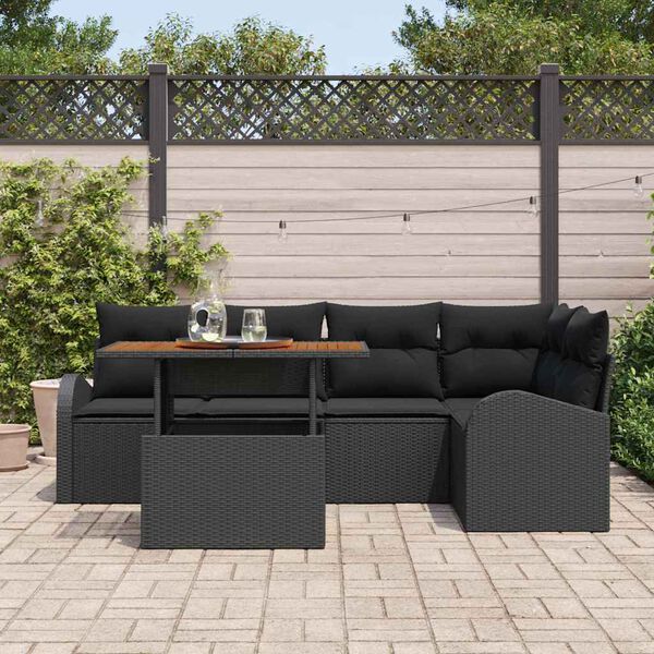 vidaXL Garten-Sofa-Set mit Kissen 6 pcs Schwarz