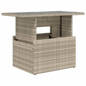 vidaXL Gartentisch mit Glasplatte Hellgrau 100x55x73 cm Poly Rattan