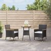 vidaXL 3-tlg. Garten-Bistro-Set mit Kissen Schwarz Poly Rattan
