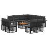vidaXL Outdoor-Sofagarnitur 12 pcs Schwarz und Dunkelgrau Polyester