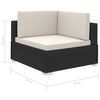 vidaXL 8-tlg. Garten-Lounge-Set mit Auflagen Poly Rattan Schwarz