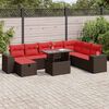 vidaXL 9-tlg. Garten-Sofagarnitur mit Kissen Schwarz Poly Rattan
