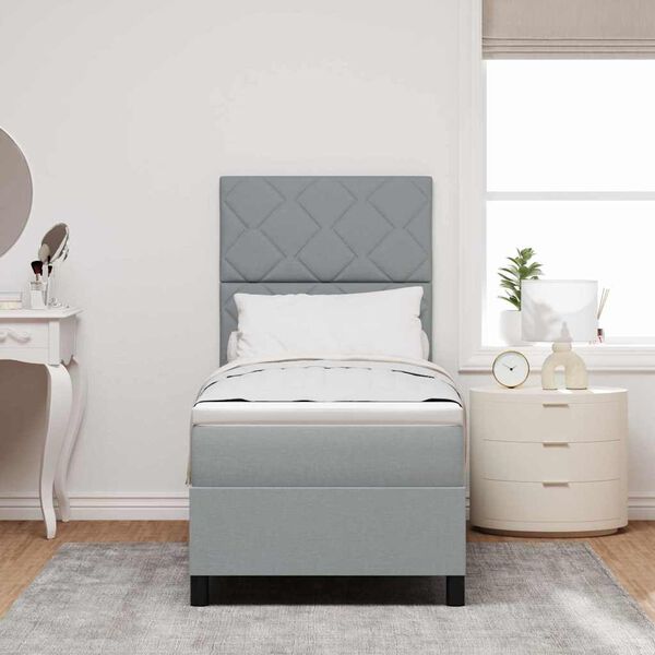 vidaXL Boxspringbett mit Matratze mit LED Hellgrau 80 x 200 cm Stoff