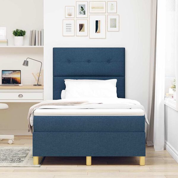 vidaXL Boxspringbett mit Kopfteil Blau 120 x 190 cm Stoff