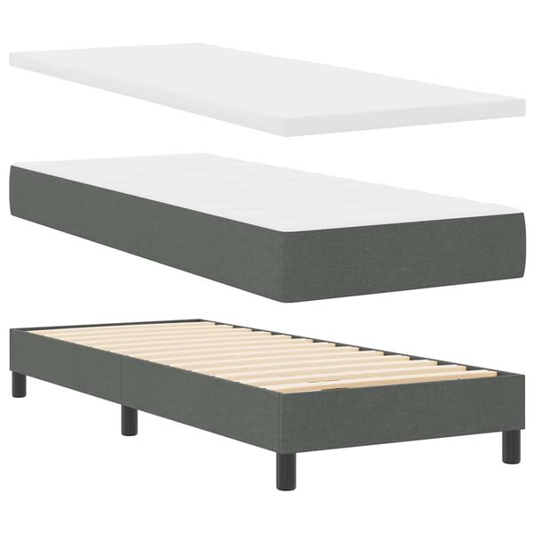 vidaXL Boxspringbett mit Matratze Dunkelgrau 80 x 200 cm Stoff