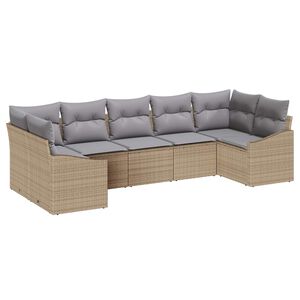 vidaXL Gartensofa-set 7 stk. Beige und Hellgrau Poly-Rattan
