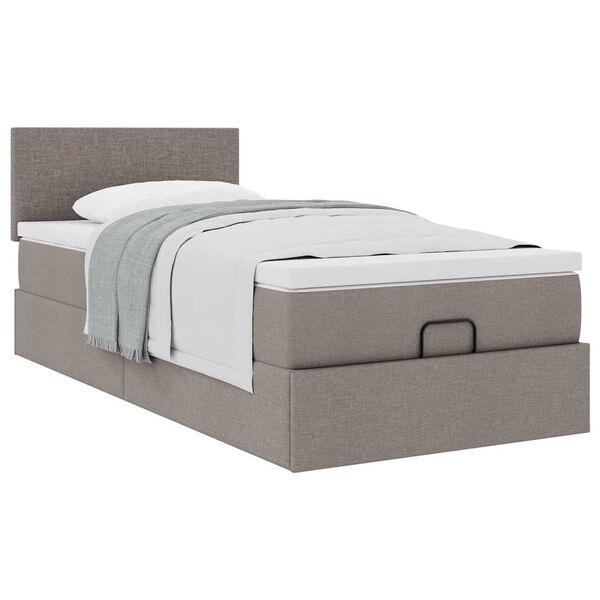 vidaXL Ottoman-Bett mit Matratze Taupe 100x200 cm Stoff