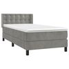 vidaXL Boxspringbett mit Matratze Hellgrau 100x200 cm Samt