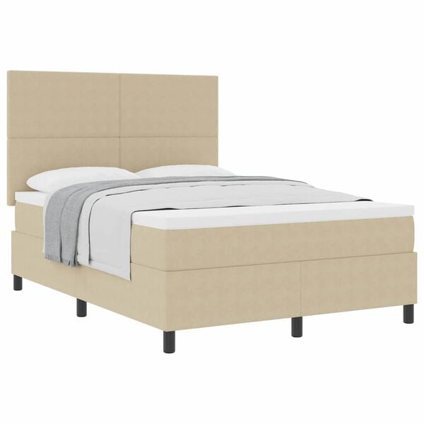 vidaXL Boxspringbett Hellgrau und Wei&szlig; 203 x 160 x 128 cm Cordstoff