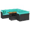 vidaXL 9-tlg. Garten-Sofagarnitur mit Kissen Schwarz Poly Rattan