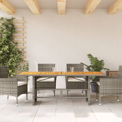 vidaXL Gartentisch mit Akazienholz-Platte Grau 190x80x74cm Poly Rattan