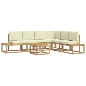 vidaXL Outdoor-Sofagarnitur 5 St&uuml;ck Wei&szlig; und Creme Polyester