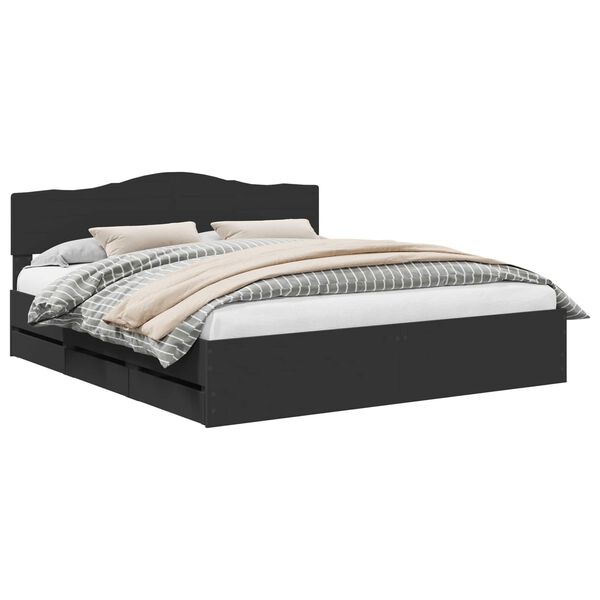 vidaXL Bettrahmen mit Schubladen Schwarz 200 x 200 cm Ingenieurs Holz