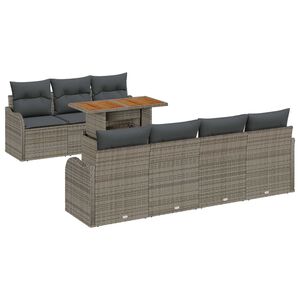 vidaXL Garten-Sofa-Set mit Kissen 8 pcs Grau