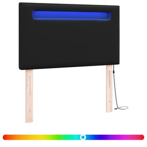 vidaXL LED Kopfteil Schwarz 90 cm Kunstleder
