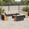 vidaXL 14-tlg. Garten-Sofagarnitur mit Kissen Schwarz Poly Rattan