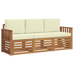 vidaXL Sofagarnituren 3 pcs Natur und Creme Massivholz Akazie