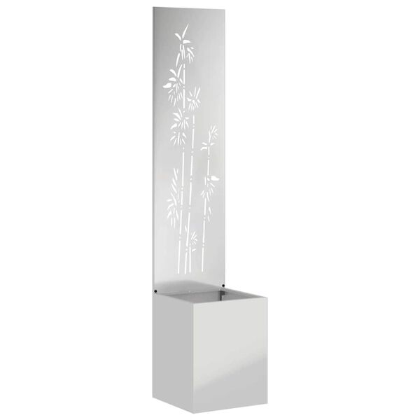 vidaXL Blumentopf mit dekorativem Paneel Silber 32 x 140 cm
