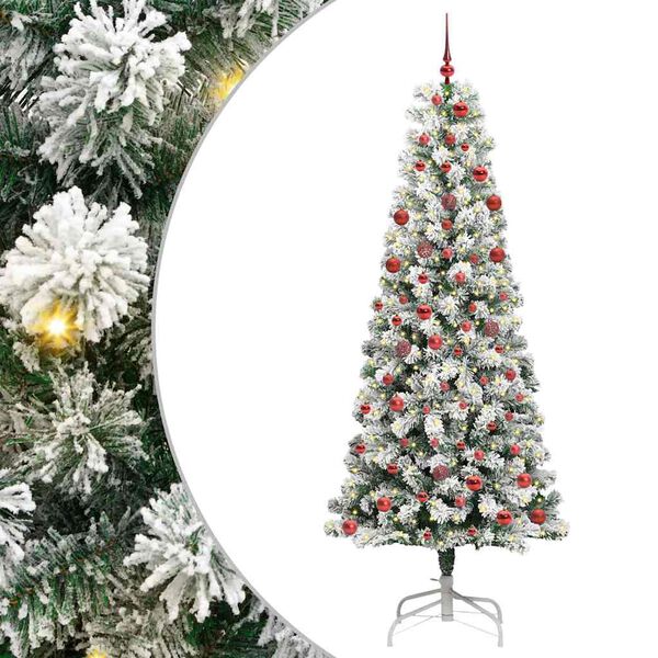 vidaXL K&uuml;nstlicher klappbarer Weihnachtsbaum Gr&uuml;n und Wei&szlig; 210 cm