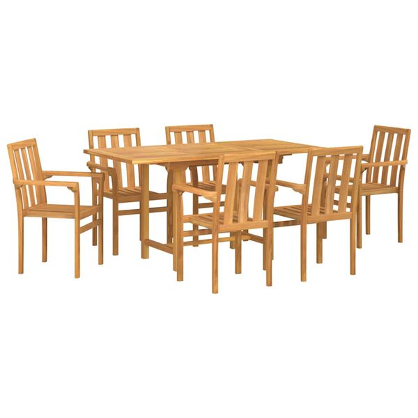 vidaXL Garten Essgruppe 7 pcs Braun Massivholz Teak