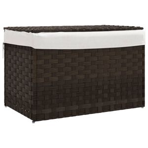 vidaXL W&auml;schekorb mit Deckel Dunkelbraun 55,5x35x34 cm Poly Rattan