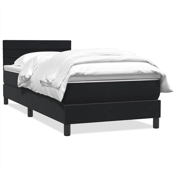 vidaXL Boxspringbett mit Matratze Schwarz 80x210 cm Samt